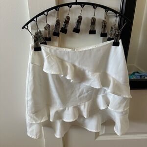 Altar'd State Cream Ruffle Tiered Mini Skirt